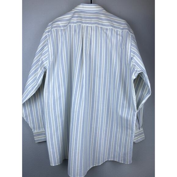 Men’s LL Bean Classic Oxford Wrinkle Resistant Sz 32 16 1/2” Blue Yellow White S - Picture 2 of 8